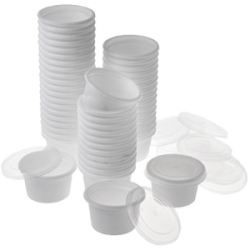 Sausbakjes+deksels 30cc. 500st