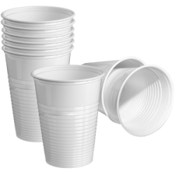 Plastic drinkbek. Wit 180cc 100st.